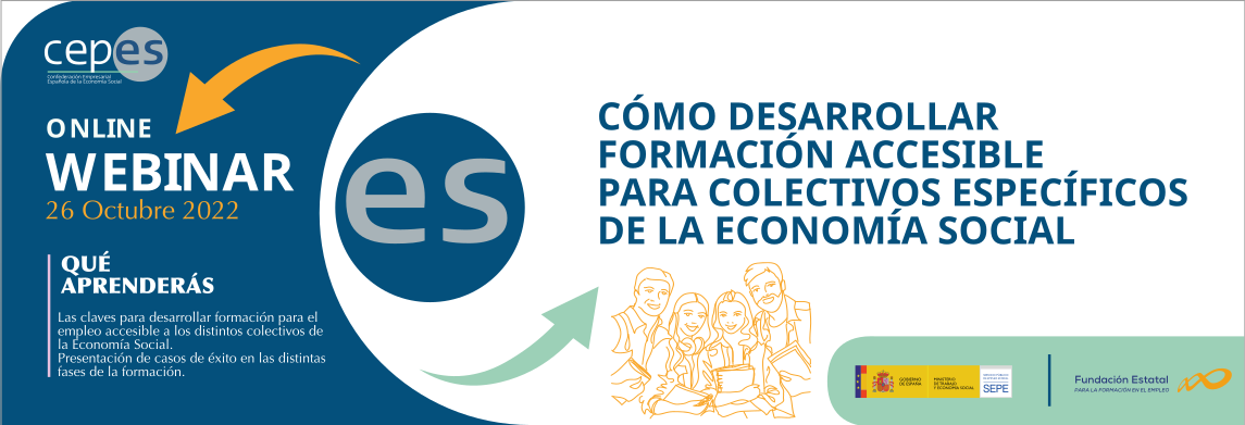 Banner del webinar "Cómo desarrollar formación Accesible para colectivos específicos de la Economía Social